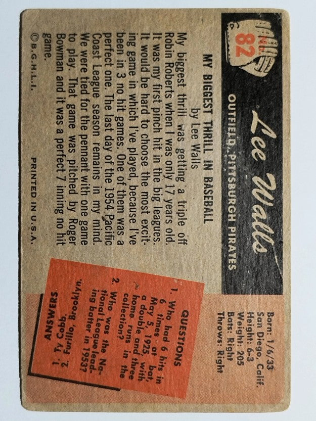 1955 Bowman #82 Lee Walls RC (GOOD)