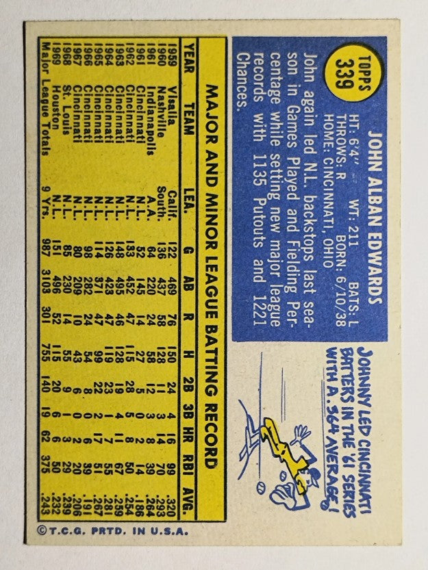 1970 Topps #339 Johnny Edwards (EX)