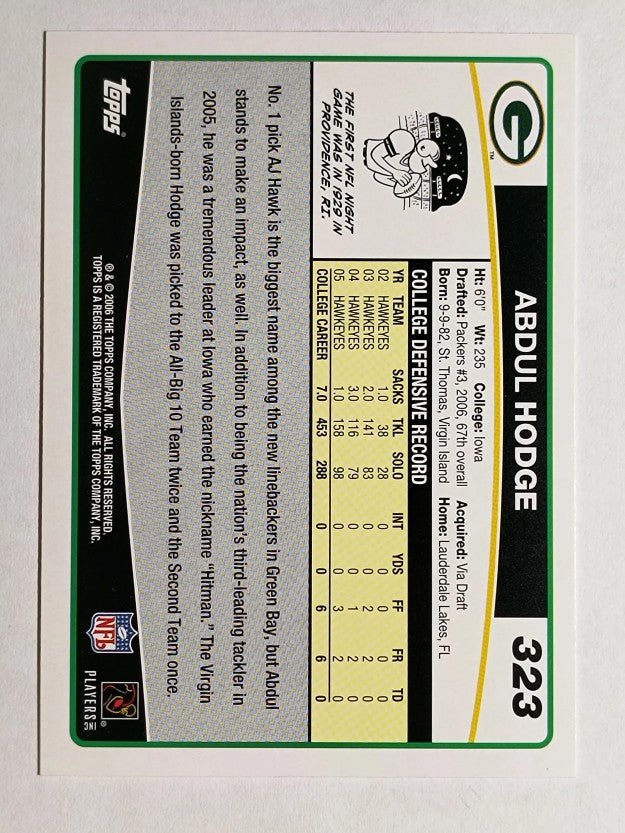 2006 Topps #323 Abdul Hodge RC