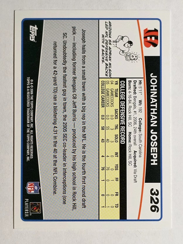 2006 Topps #326 Johnathan Joseph RC