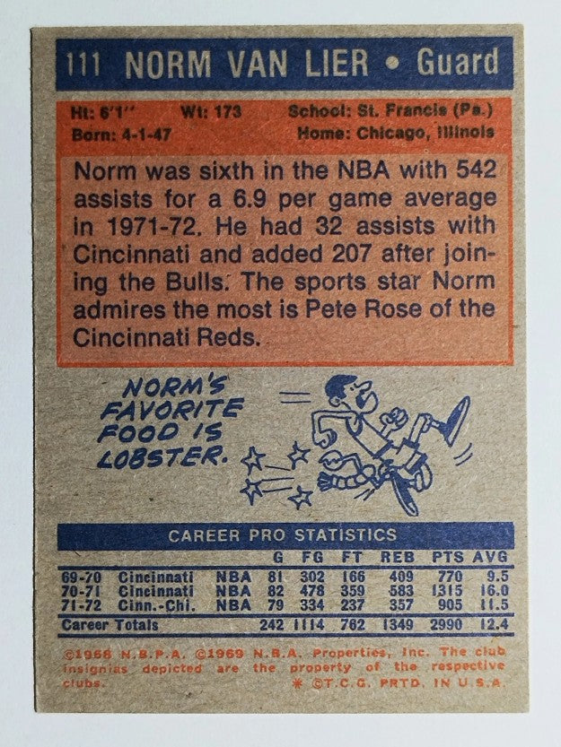 1972-73 Topps #111 Norm Van Lier (EXMT)