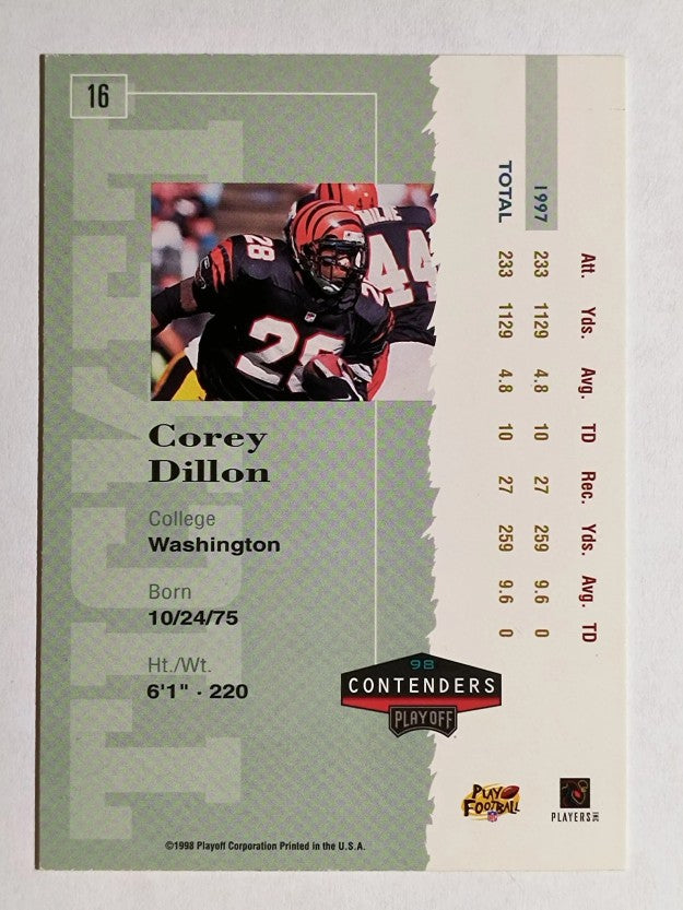 1998 Playoff Contenders Ticket #16 Corey Dillon