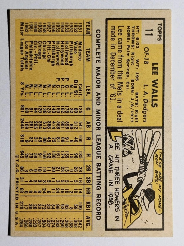 1963 Topps #11 Lee Walls (EXMT)