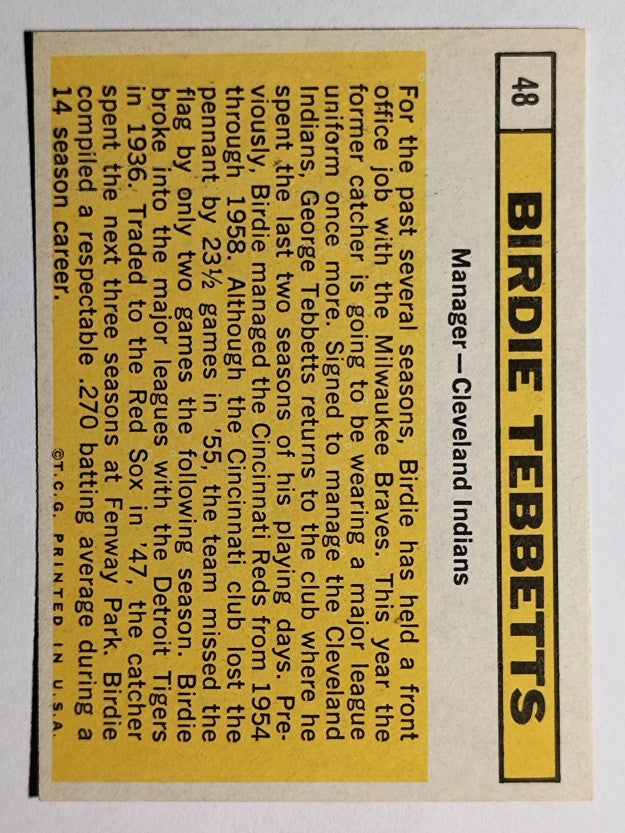 1963 Topps #48 Birdie Tebbetts MG (EXMT)