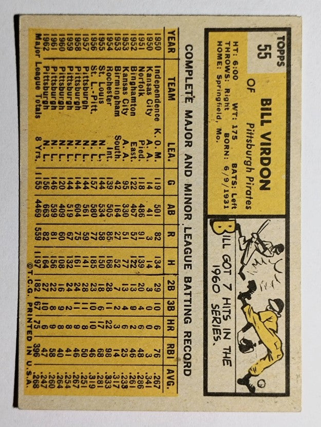 1963 Topps #55 Bill Virdon (EX)