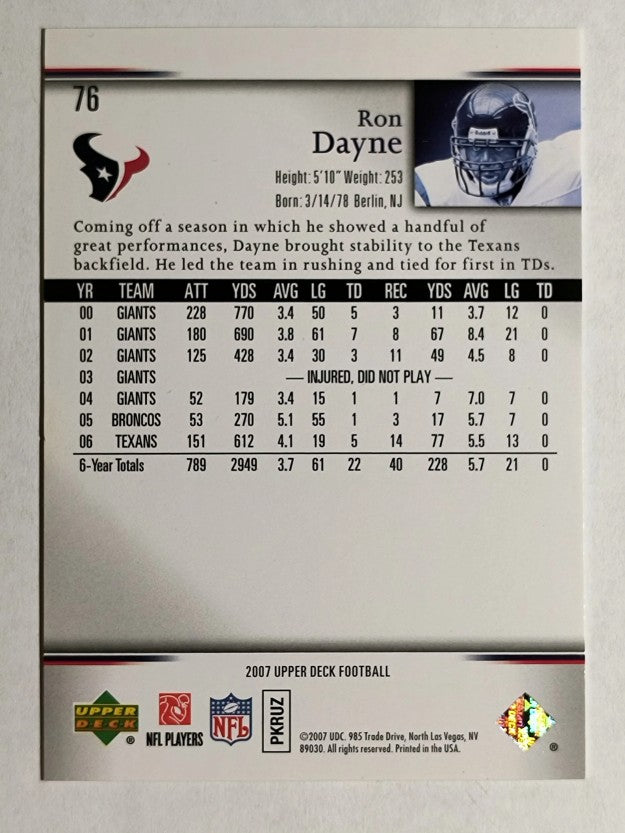 2007 Upper Deck Silver #76 Ron Dayne