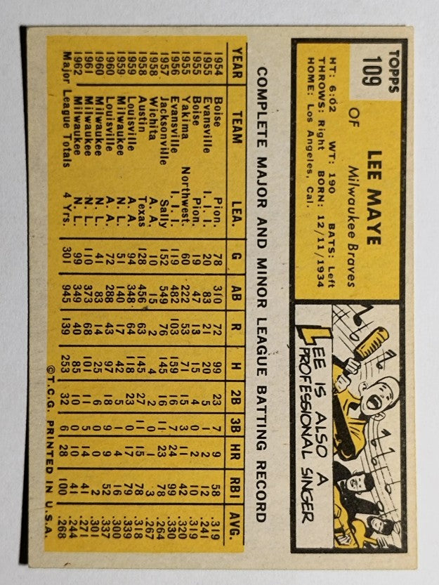 1963 Topps #109 Lee Maye (EX)
