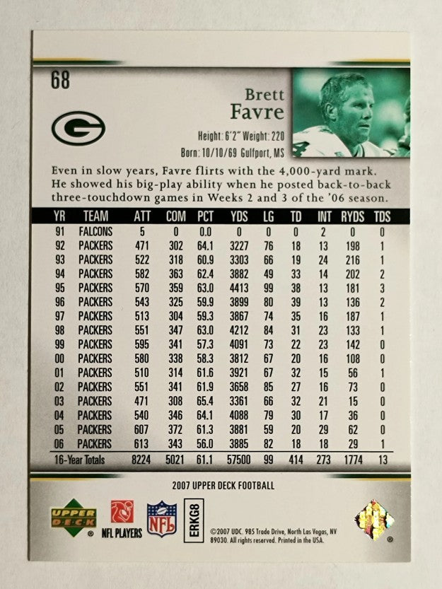 2007 Upper Deck #68 Brett Favre