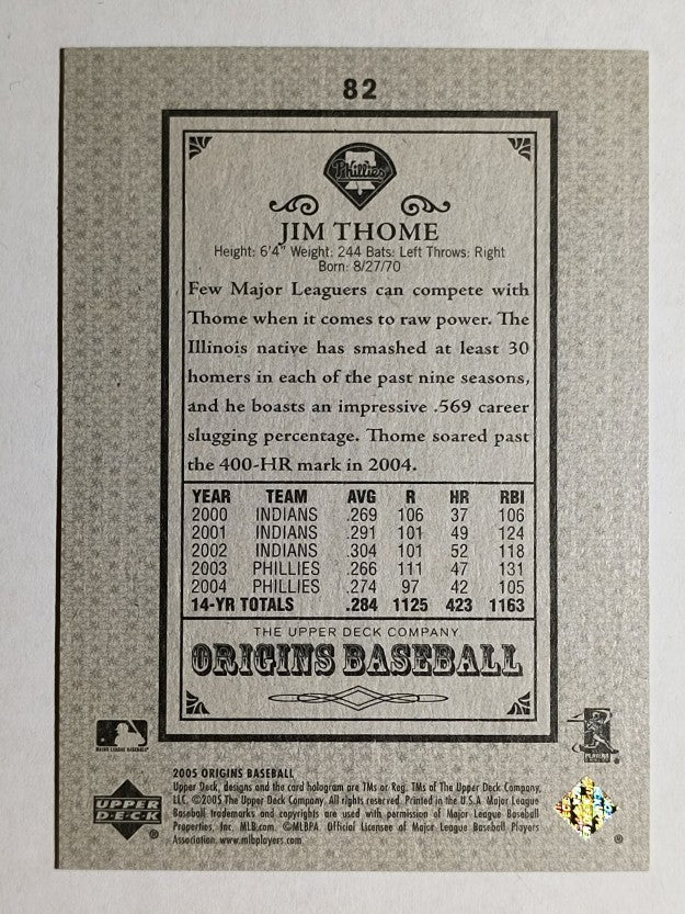 2005 Origins Old Judge #82 Jim Thome