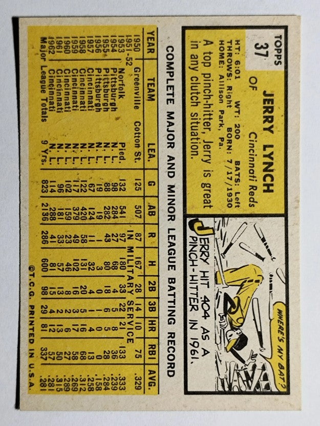 1963 Topps #37 Jerry Lynch (EXMT)
