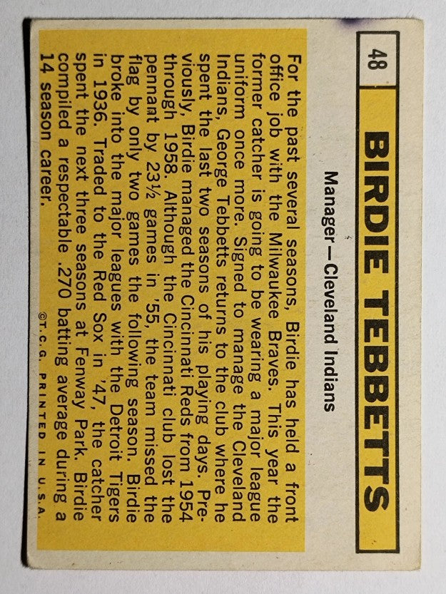 1963 Topps #48 Birdie Tebbetts MG (VG)