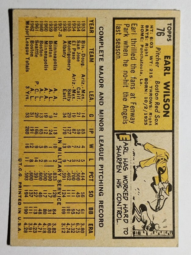 1963 Topps #76 Earl Wilson (EX)