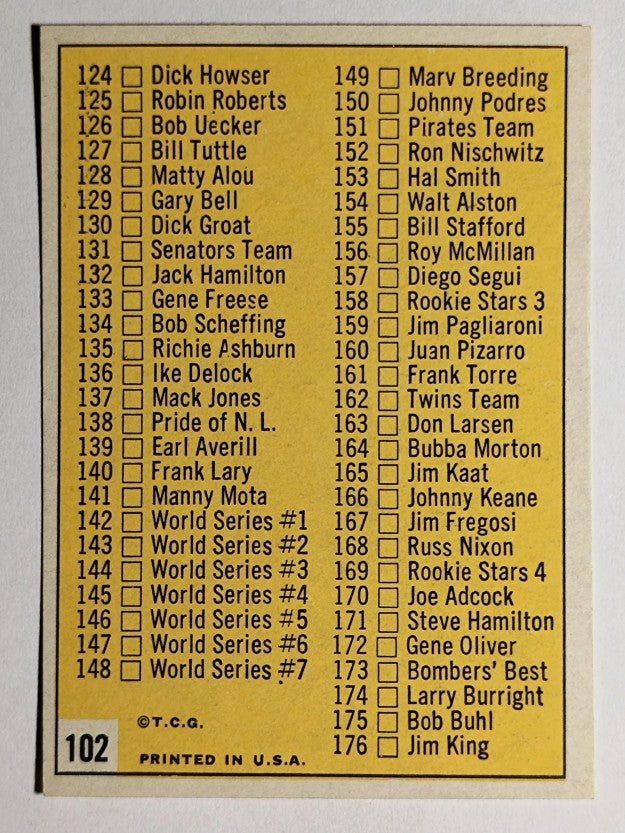 1963 Topps #102A Checklist 2 Red/Yellow (NM)