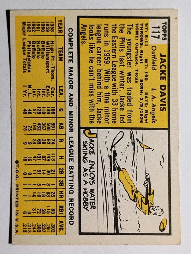 1963 Topps #117 Jacke Davis (VGEX)