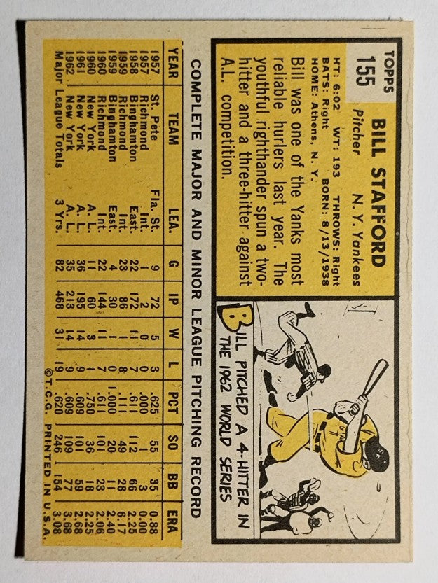 1963 Topps #155 Bill Stafford (EX)