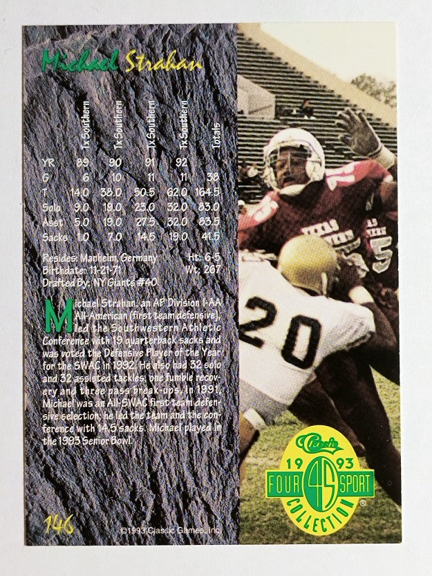 1993 Classic Four Sport #146 Michael Strahan