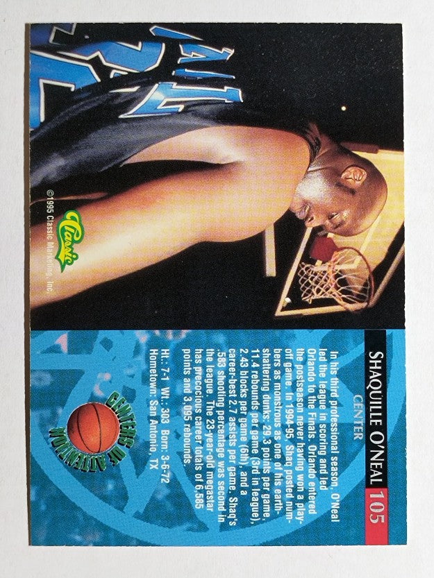 1995 Classic Silver Foil #105 Shaquille O'Neal CA