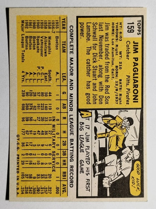 1963 Topps #159 Jim Pagliaroni (EX)