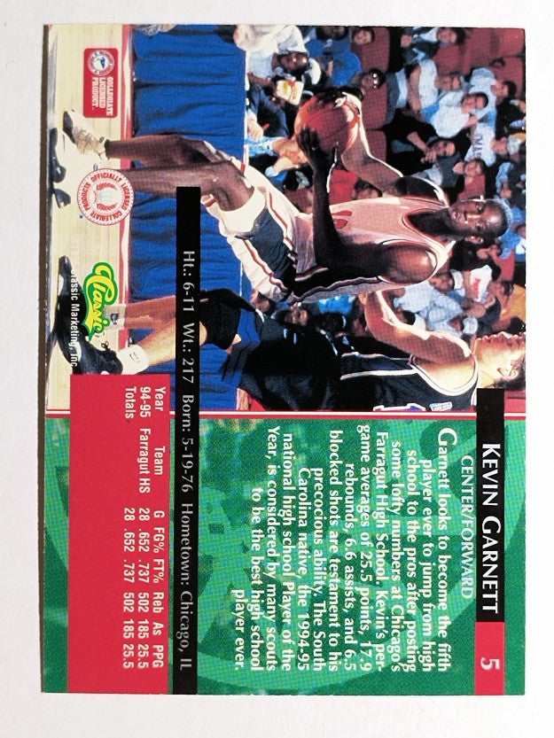 1995 Classic Silver Foil #5 Kevin Garnett