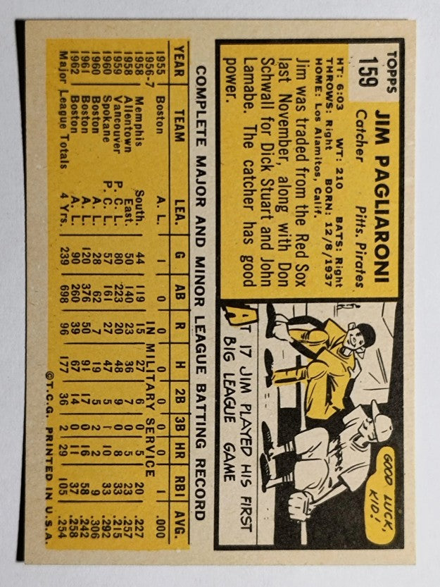 1963 Topps #159 Jim Pagliaroni (EXMT)