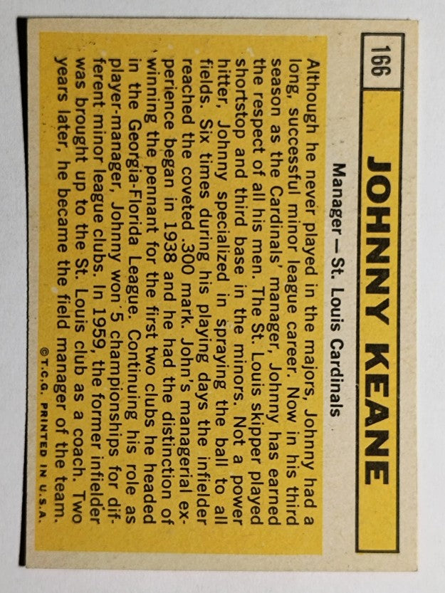 1963 Topps #166 Johnny Keane MG (EXMT)