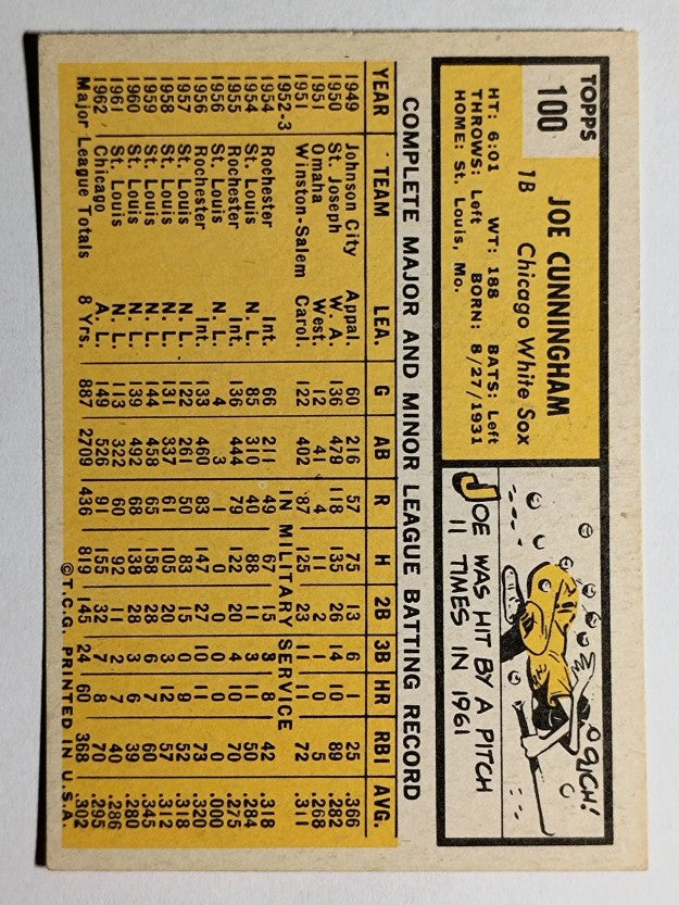 1963 Topps #100 Joe Cunningham (EXMT)