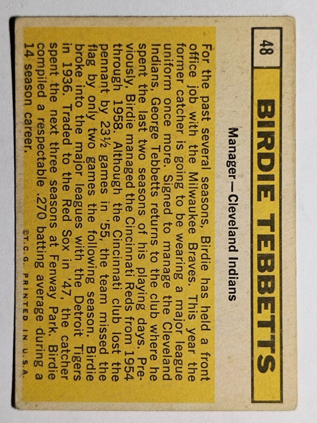 1963 Topps #48 Birdie Tebbetts MG (VG)