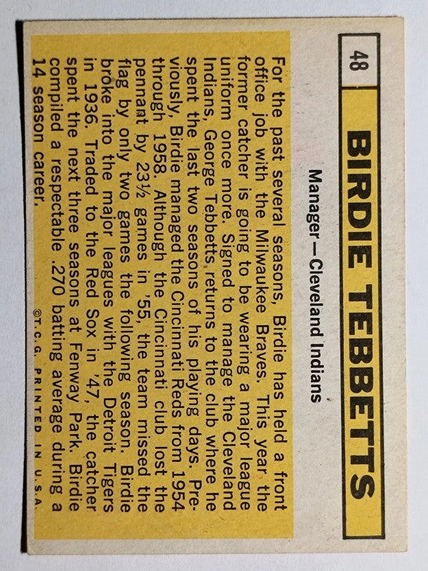 1963 Topps #48 Birdie Tebbetts MG (EX)