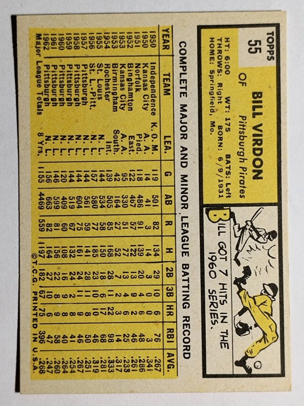 1963 Topps #55 Bill Virdon (EX)
