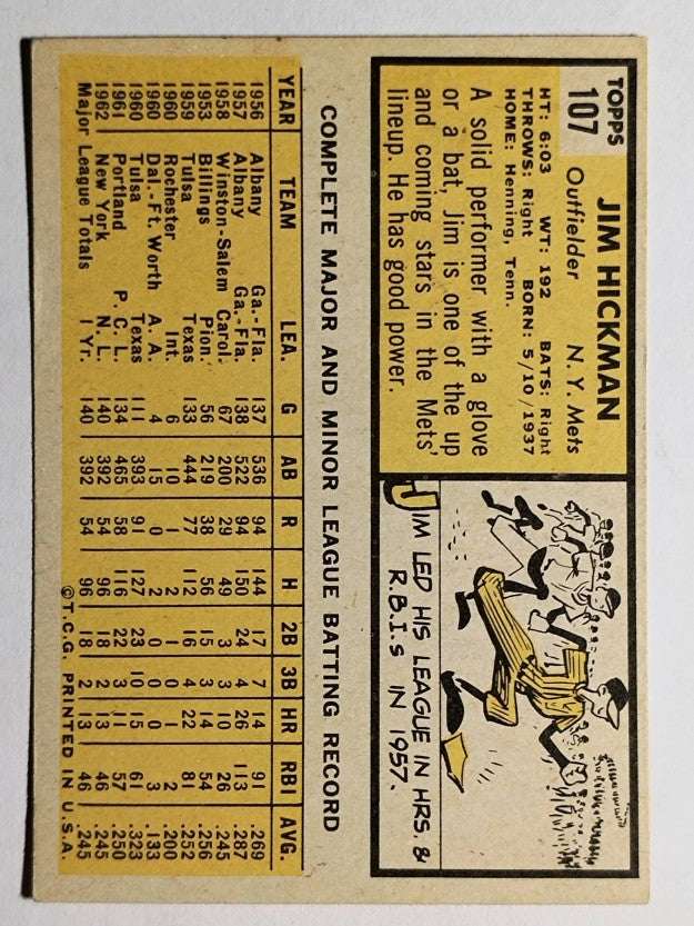 1963 Topps #107 Jim Hickman (EX)