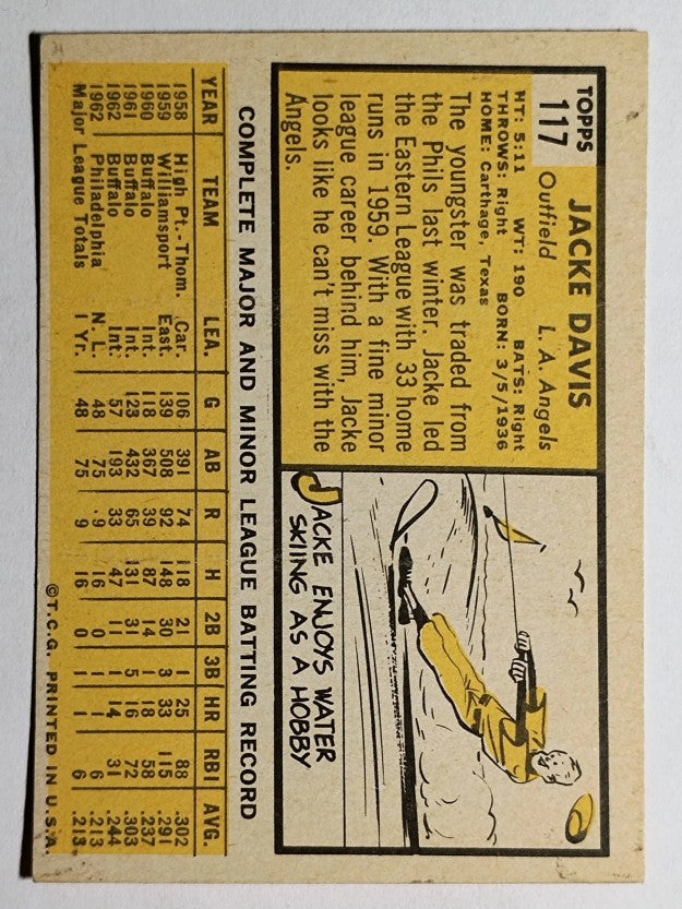 1963 Topps #117 Jacke Davis (VGEX)