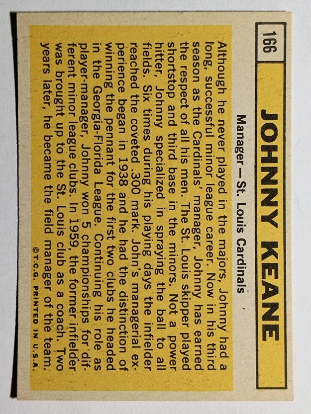 1963 Topps #166 Johnny Keane MG (EX)