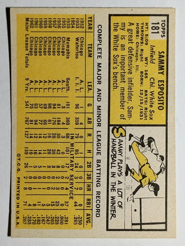 1963 Topps #181 Sammy Esposito (EX)