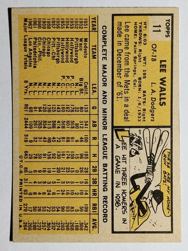 1963 Topps #11 Lee Walls (EXMT)