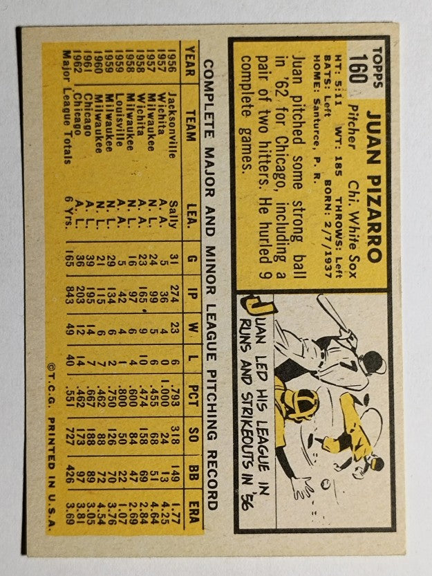 1963 Topps #160 Juan Pizarro (EX)