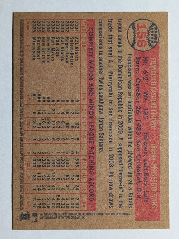 2006 Topps Heritage #156 Francisco Liriano
