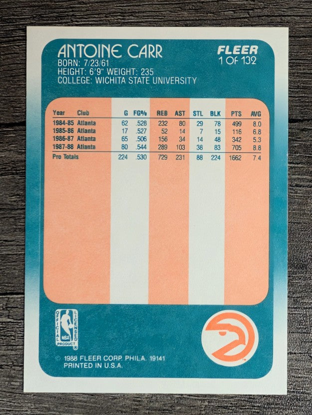 1988-89 Fleer #1 Antoine Carr RC