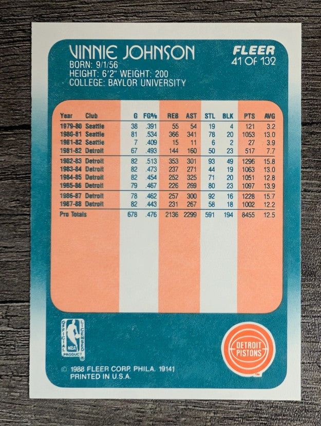 1988-89 Fleer #41 Vinnie Johnson