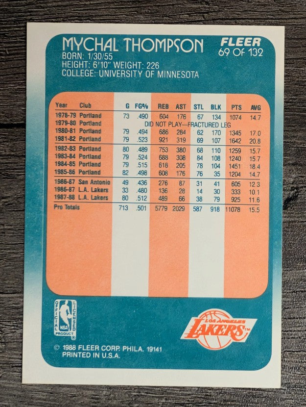 1988-89 Fleer #69 Mychal Thompson