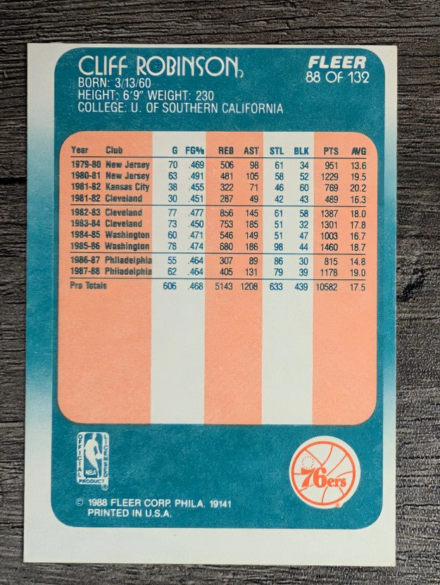 1988-89 Fleer #88 Cliff Robinson