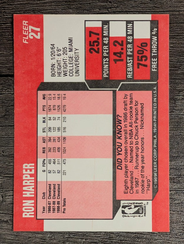 1989-90 Fleer #27 Ron Harper
