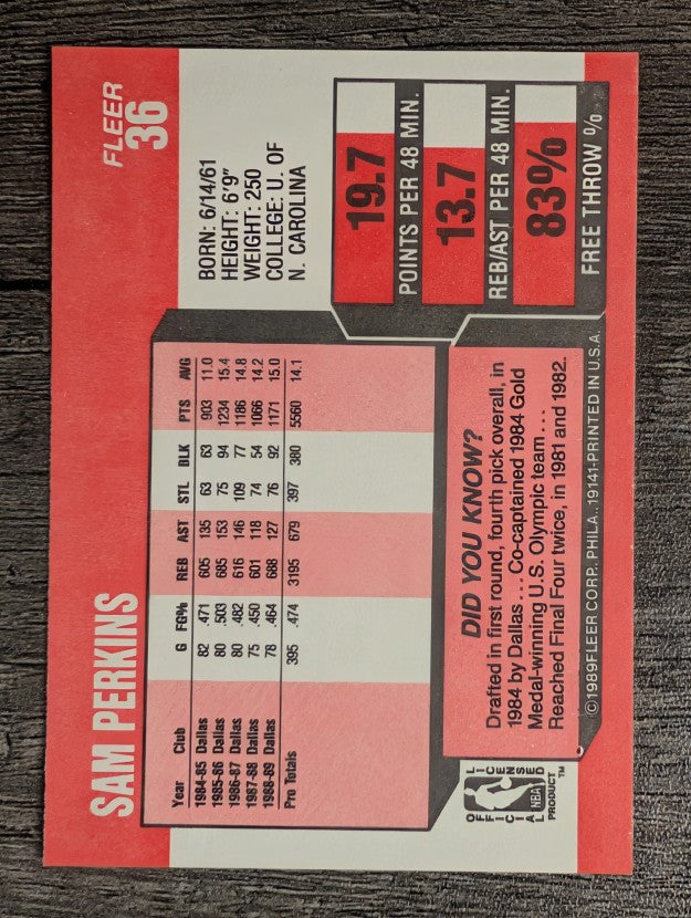 1989-90 Fleer #36 Sam Perkins
