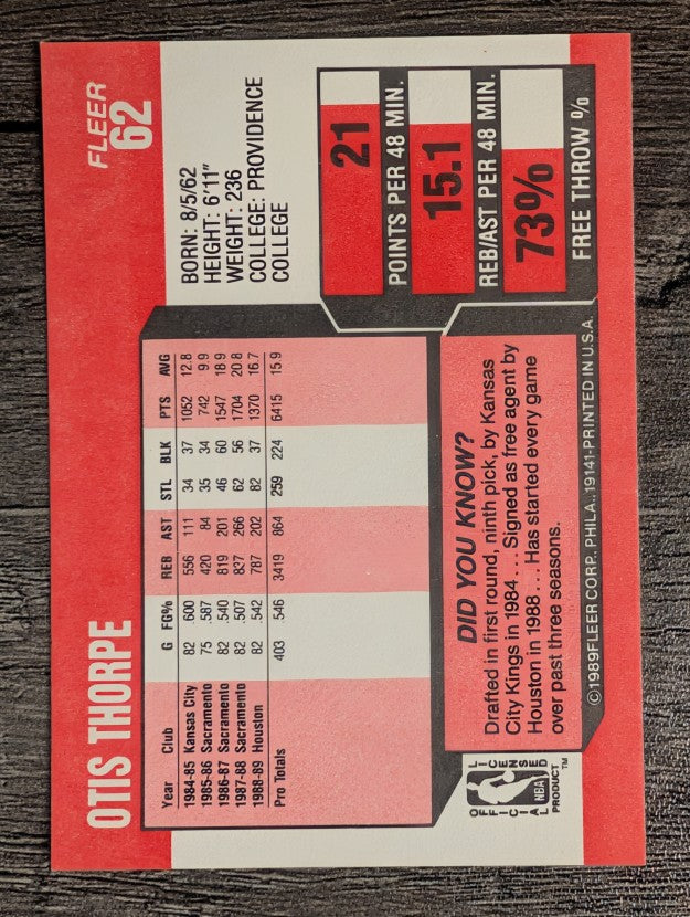 1989-90 Fleer #62 Otis Thorpe