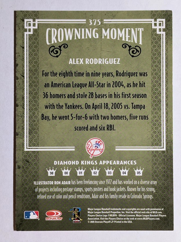 2005 Diamond Kings #375 Alex Rodriguez