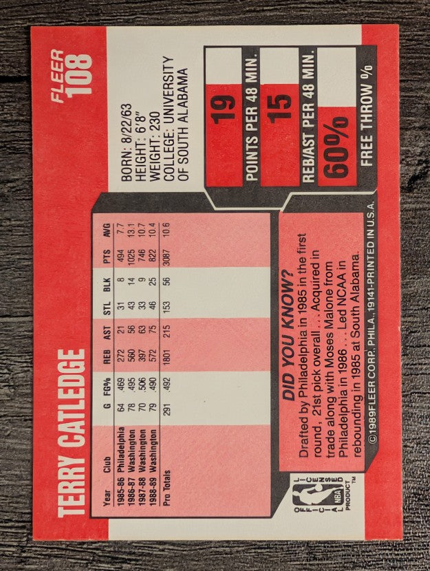 1989-90 Fleer #108 Terry Catledge