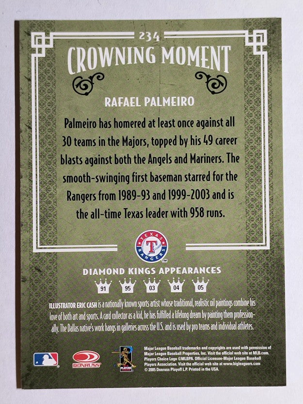2005 Diamond Kings B/W #234 Rafael Palmeiro Rgr