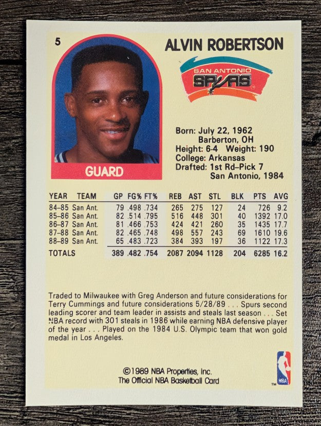 1989-90 Hoops #5 Alvin Robertson SP