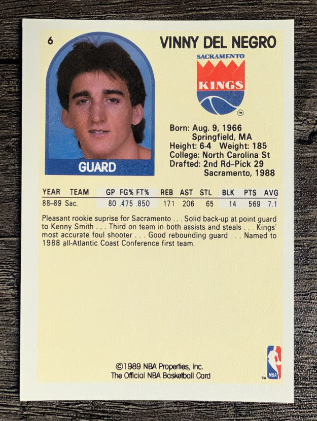 1989-90 Hoops #6 Vinny Del Negro RC
