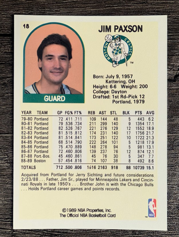 1989-90 Hoops #18 Jim Paxson