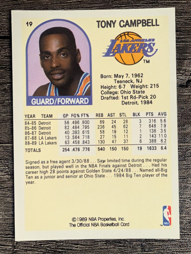 1989-90 Hoops #19 Tony Campbell RC
